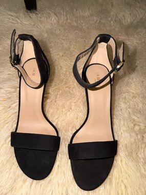 LK Bennett Black Suede Open-Toe Ankle-Strap Heels